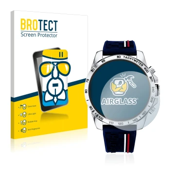 Front side of a product packaging with the brand logo BROTECT. Next to it is the device Tommy Hilfiger 1791476 shown with the 