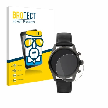 Front side of a product packaging with the brand logo BROTECT. Next to it is the device Montblanc Summit 3 shown with the corr