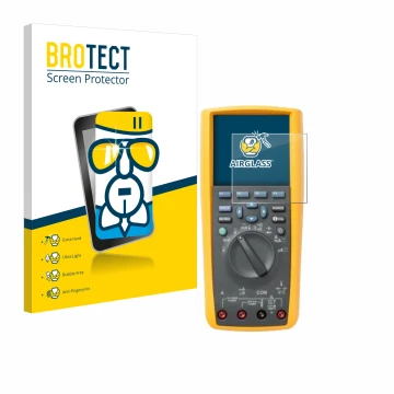 Front side of a product packaging with the brand logo BROTECT. Next to it is the device Fluke 287 shown with the corresponding