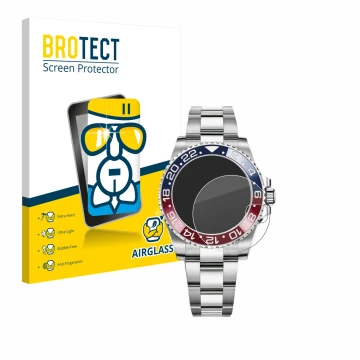 Front side of a product packaging with the brand logo BROTECT. Next to it is the device Rolex GMT-Master II shown with the cor