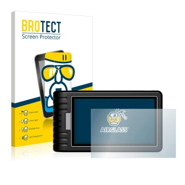 Front side of a product packaging with the brand logo BROTECT. Next to it is the device Topdon ArtiDiag 800 BT shown with the 