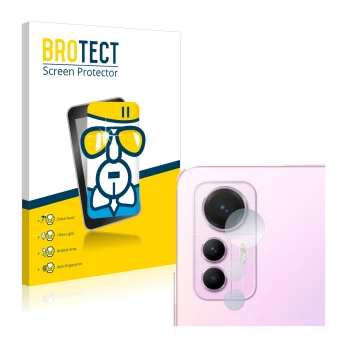 Front side of a product packaging with the brand logo BROTECT. Next to it is the device Xiaomi 12 Lite (ONLY Camera Lens) show