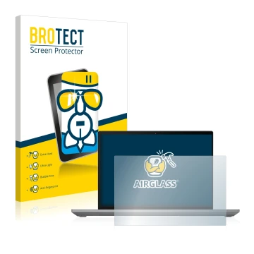 Front side of a product packaging with the brand logo BROTECT. Next to it is the device Lenovo ThinkPad P14s Gen 3 shown with 