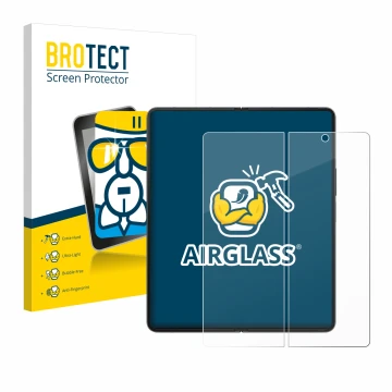 Front side of a product packaging with the brand logo BROTECT. Next to it is the device Samsung Galaxy Z Fold 4 (Inner display
