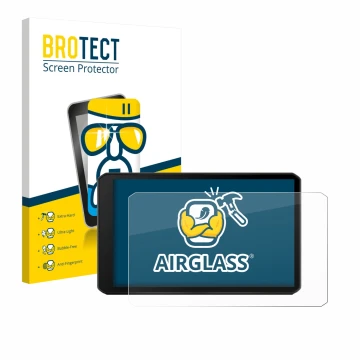 Front side of a product packaging with the brand logo BROTECT. Next to it is the device Garmin DriveCam 76 shown with the corr