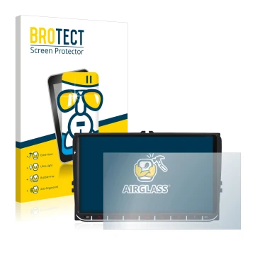 Front side of a product packaging with the brand logo BROTECT. Next to it is the device M.I.C. AV9V2 shown with the correspond