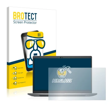 Front side of a product packaging with the brand logo BROTECT. Next to it is the device Dell Precision 3570 shown with the cor