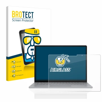 Front side of a product packaging with the brand logo BROTECT. Next to it is the device Microsoft Surface Laptop 5 13.5