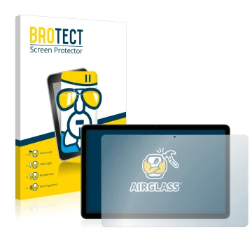 Front side of a product packaging with the brand logo BROTECT. Next to it is the device Nokia T21 shown with the corresponding