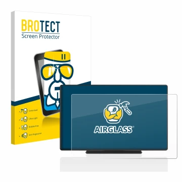 Front side of a product packaging with the brand logo BROTECT. Next to it is the device Carpuride W901 9