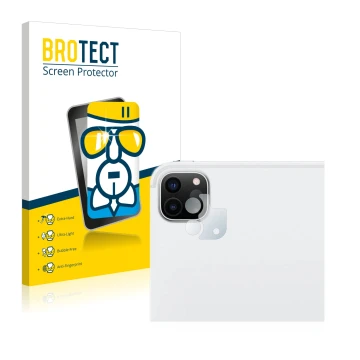 Front side of a product packaging with the brand logo BROTECT. Next to it is the device Apple iPad Pro 12.9