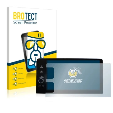 Front side of a product packaging with the brand logo BROTECT. Next to it is the device Honda HR-V 2022 Navigationssystem show