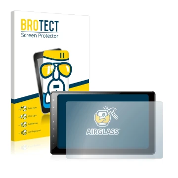Front side of a product packaging with the brand logo BROTECT. Next to it is the device Pioneer AVIC-Z1000DAB-C Navigation sho