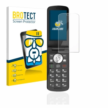 Front side of a product packaging with the brand logo BROTECT. Next to it is the device Emporia TOUCHsmart.2 shown with the co