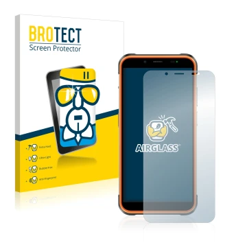 Front side of a product packaging with the brand logo BROTECT. Next to it is the device Ulefone Power Armor 16 Pro shown with 