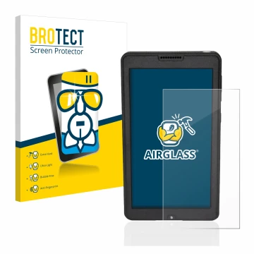 Front side of a product packaging with the brand logo BROTECT. Next to it is the device Naviter Oudie N 5.5