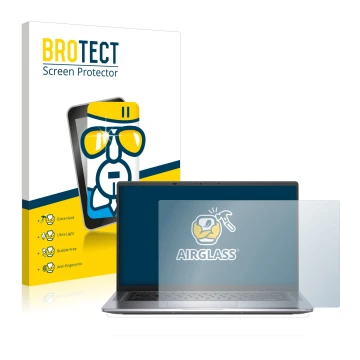 Front side of a product packaging with the brand logo BROTECT. Next to it is the device Dell Latitude 9520 2-in-1 shown with t