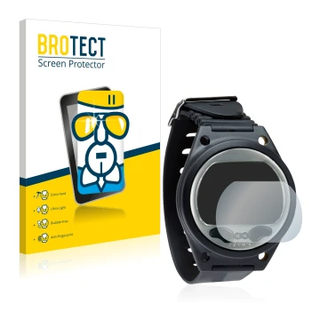 Front side of a product packaging with the brand logo BROTECT. Next to it is the device SCUBAPRO Aladin Sport (Matrix) shown w
