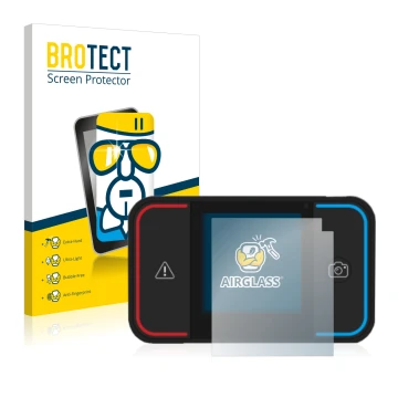 Front side of a product packaging with the brand logo BROTECT. Next to it is the device Saphe Drive Pro shown with the corresp