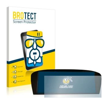 Front side of a product packaging with the brand logo BROTECT. Next to it is the device BMW E91 320d CiC Professional shown wi