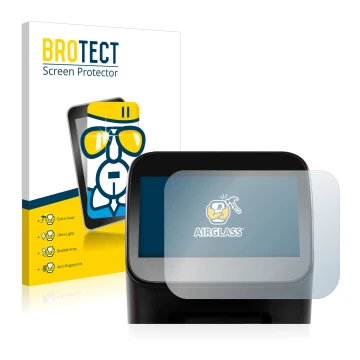 Front side of a product packaging with the brand logo BROTECT. Next to it is the device Shaper Origin Gen2 shown with the corr