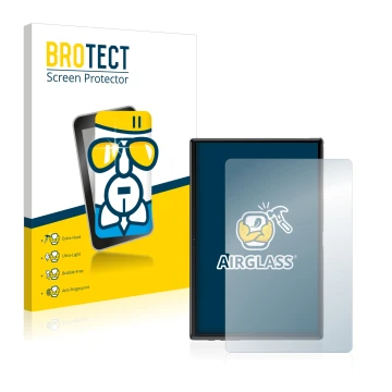 Front side of a product packaging with the brand logo BROTECT. Next to it is the device Yestel T10 10
