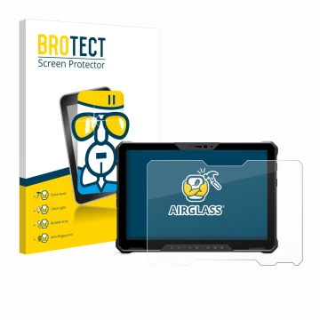 Front side of a product packaging with the brand logo BROTECT. Next to it is the device Dell Latitude 7230 Rugged Extreme show