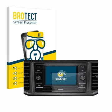 Front side of a product packaging with the brand logo BROTECT. Next to it is the device Volkswagen Crafter Composition Colour 