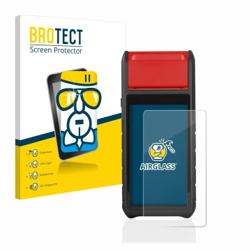 Front side of a product packaging with the brand logo BROTECT. Next to it is the device Autel MaxiBAS BT608 shown with the cor