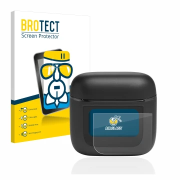 Front side of a product packaging with the brand logo BROTECT. Next to it is the device JBL Tour Pro 2 shown with the correspo
