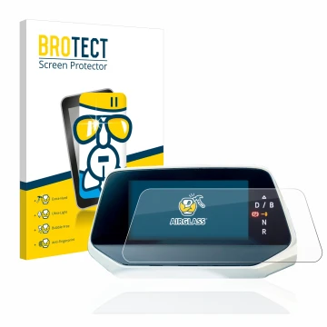 Front side of a product packaging with the brand logo BROTECT. Next to it is the device Volkswagen ID.5 Digitalcockpit shown w