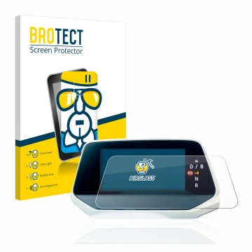 Front side of a product packaging with the brand logo BROTECT. Next to it is the device Volkswagen ID.4 Digitalcockpit shown w