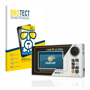 Front side of a product packaging with the brand logo BROTECT. Next to it is the device Rover TAB 5 ULTRA shown with the corre