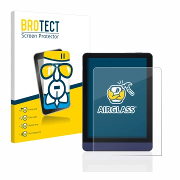 Front side of a product packaging with the brand logo BROTECT. Next to it is the device Meebook M6 6