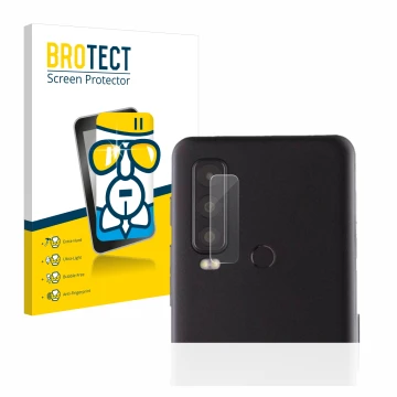 Front side of a product packaging with the brand logo BROTECT. Next to it is the device Caterpillar Cat S75 (ONLY Camera Lens)