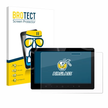 Front side of a product packaging with the brand logo BROTECT. Next to it is the device Bewatec .Tablet SF 13