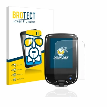 Front side of a product packaging with the brand logo BROTECT. Next to it is the device Freestyle Libre 3 shown with the corre