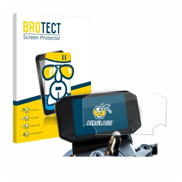 Front side of a product packaging with the brand logo BROTECT. Next to it is the device VOGE 350 AC shown with the correspondi