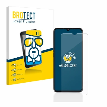Front side of a product packaging with the brand logo BROTECT. Next to it is the device Oppo A77 5G shown with the correspondi