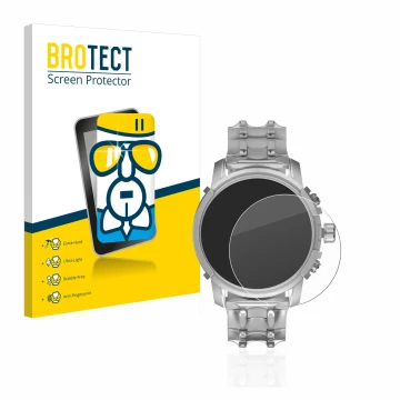 Front side of a product packaging with the brand logo BROTECT. Next to it is the device Diesel Griffed (45,5 mm) shown with th