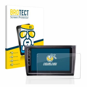 Front side of a product packaging with the brand logo BROTECT. Next to it is the device Dynavin D8-DF56 9
