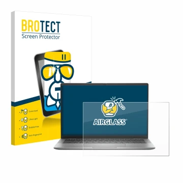 Front side of a product packaging with the brand logo BROTECT. Next to it is the device Dell Latitude 7440 Laptop shown with t