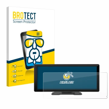 Front side of a product packaging with the brand logo BROTECT. Next to it is the device Carpuride W103 10.3