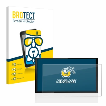 Front side of a product packaging with the brand logo BROTECT. Next to it is the device Kenwood DMX 7722DABS shown with the co
