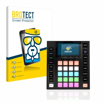 Front side of a product packaging with the brand logo BROTECT. Next to it is the device Wolfmix W1 shown with the correspondin