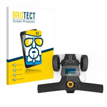 Front side of a product packaging with the brand logo BROTECT. Next to it is the device PowaKaddy FX3 shown with the correspon