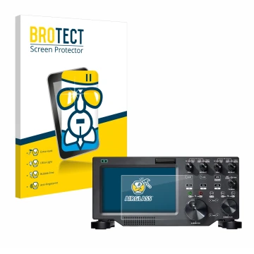 Front side of a product packaging with the brand logo BROTECT. Next to it is the device FlexRadio Maestro FLEX-6000 shown with