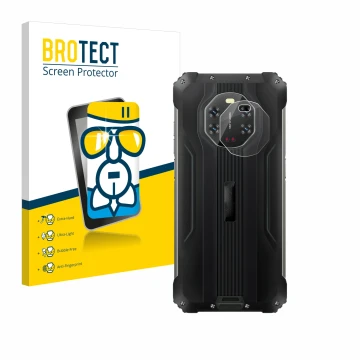 Front side of a product packaging with the brand logo BROTECT. Next to it is the device Blackview BL8800 5G (ONLY Camera Lens)