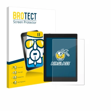 Front side of a product packaging with the brand logo BROTECT. Next to it is the device Boox Tab Mini C shown with the corresp
