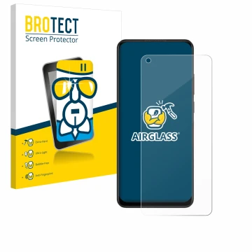 Front side of a product packaging with the brand logo BROTECT. Next to it is the device Oppo A78 4G shown with the correspondi